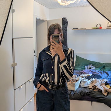 Blouse à rayures bleu et blanc