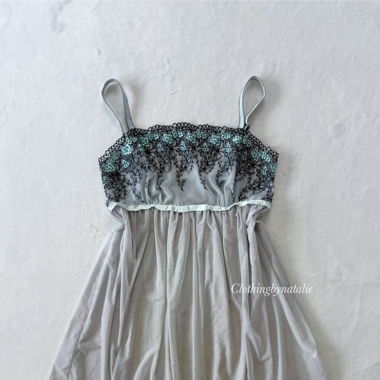 Grey Blue Mesh Babydoll (S)