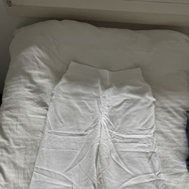 Weisse highwaist linen Hose in weiss