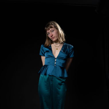 Beautiful faux silk/satin top V-neckline