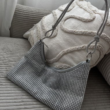 Sac bandouliere strass argent