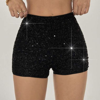 Black Sequin Shorts