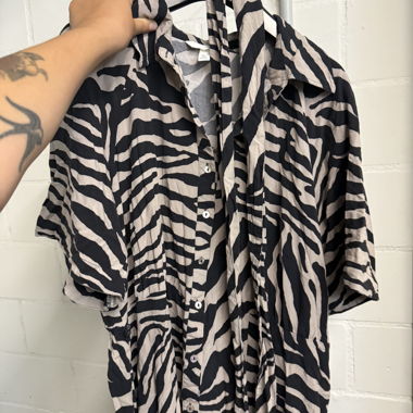 Zebra Print Shirt Dress