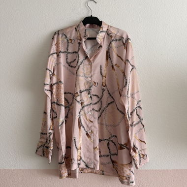 Silk-look Blouse with Chain Pattern