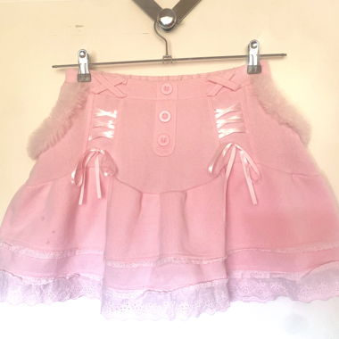 Minigonna Lolita rosa con balze