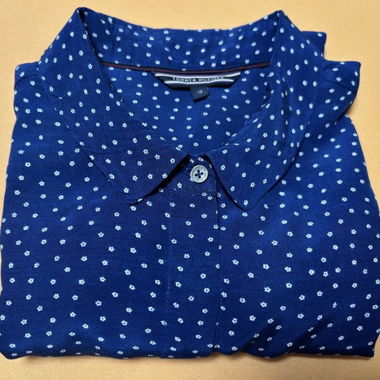 Tommy Hilfiger blaues gemustertes Langarm-Hemd