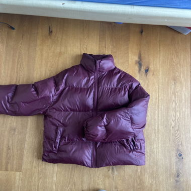 Burgundy puffer jacket