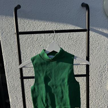 Grünes Basic Rollkragen Tanktop