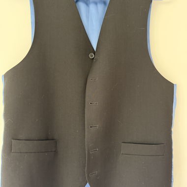 Black and Blue Wool Waistcoat