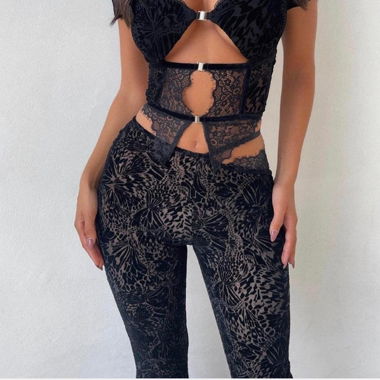 Black Lace Flare Pants Outcast