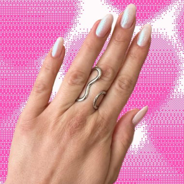 bague en vague argentée 