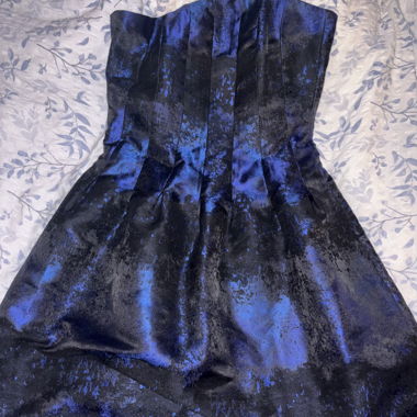 Black and blue bandeau dress
