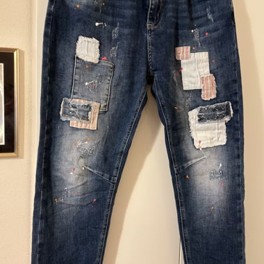 Jeans en denim patchwork