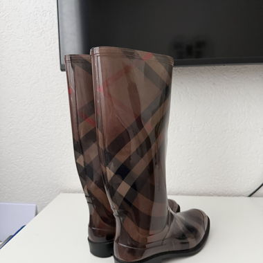 Stivali da pioggia Burberry a quadri neri