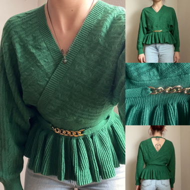 Wickelpullover grün Rückenausschnitt 