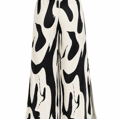 Pantalon large plissé noir et blanc
