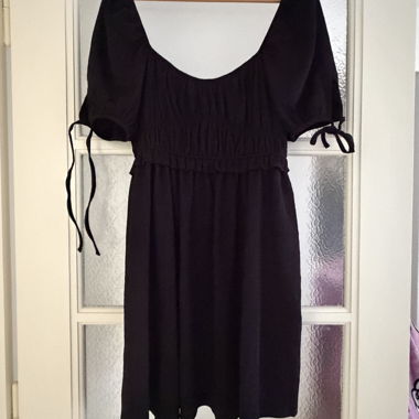 Black dress with puff sleeves
