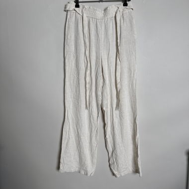 Pantaloni ampi effetto lino bianco