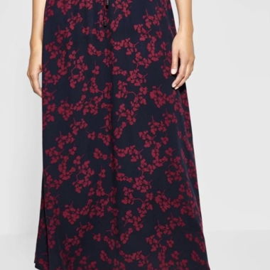 jupe longue fleurie bleu marine