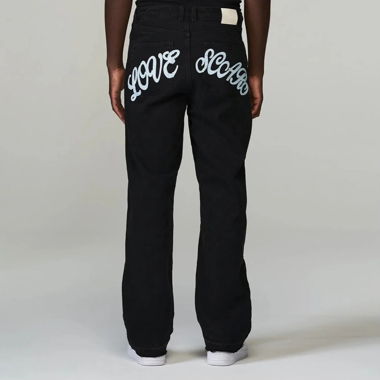 LOVE SCARS Backprint Jeans baggy noires avec imprimé