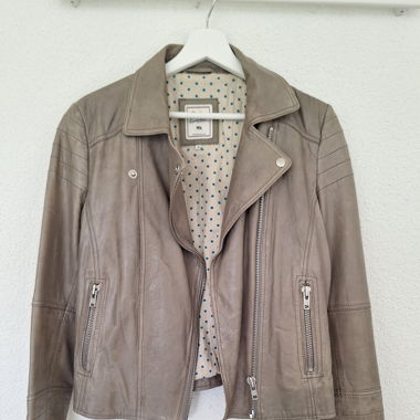 Lederjacke grau/seegrün
