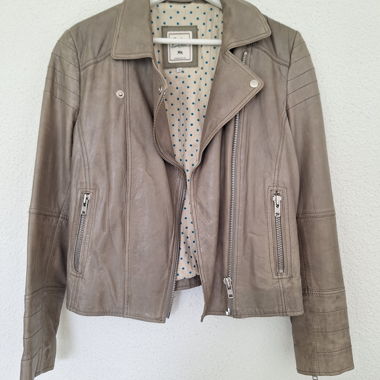 Giacca in pelle grigio/verde mare