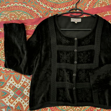 Schwarze Boom Baba Samtbluse (free size)