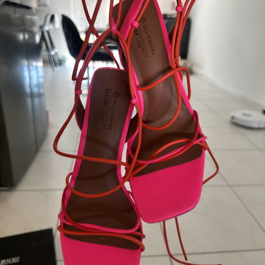 Neon Pink Lace-Up Heels