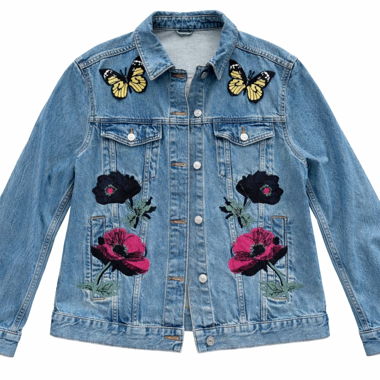 Topshop Jeansjacke bestickt Gr. L