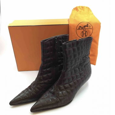 Stivaletti vintage in pelle trapuntata Hermès