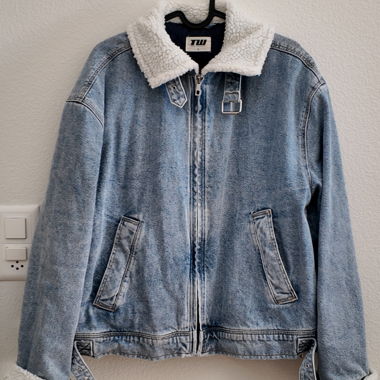 Giacca in denim con shearling