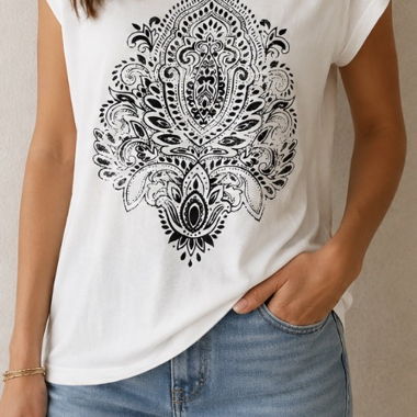 Weisses Kaffe T-Shirt Gr. M