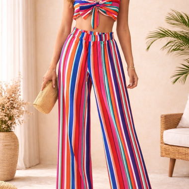 Gestreiftes 2-teiliges Set Top und Hose