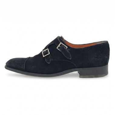Santoni Double Monk Strap Loafer UE 42.5 Nero