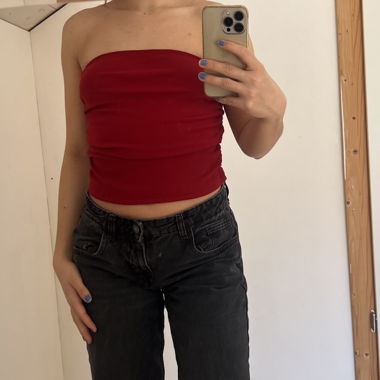 Rotes Bandeau Crop Top