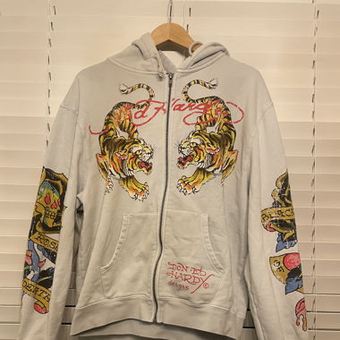 Light Blue Ed Hardy zip up hoodie