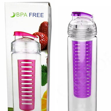 Tritan Plastic Frucht Infuser Wasser Flasche Lila