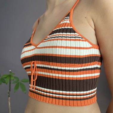 orange and white striped crop top from AYA MUSE
