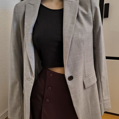 Fine-Check Grey Blazer