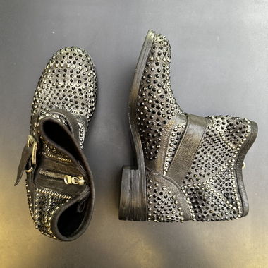 Boots Gr 36 Leder mit Strasssteinen