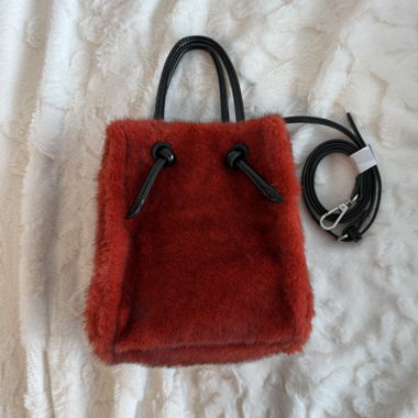 Soft Fluffy Red Faux Fur Mini Bag NEW with tags