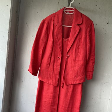 Red linen dress & blazer