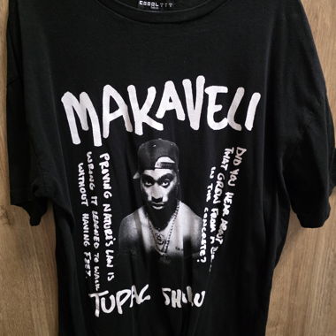T-shirt nero Tupac Makaveli, taglia S