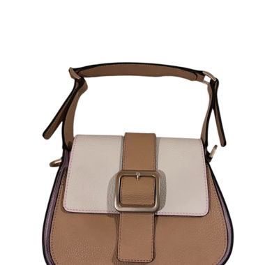Beige and white bag
