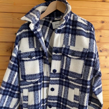 Jacket à carreaux bleus claire et blanc