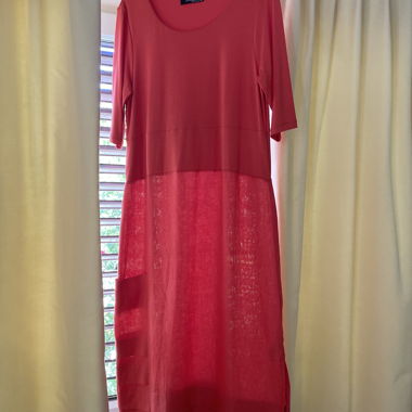 Robe mi-longue corail