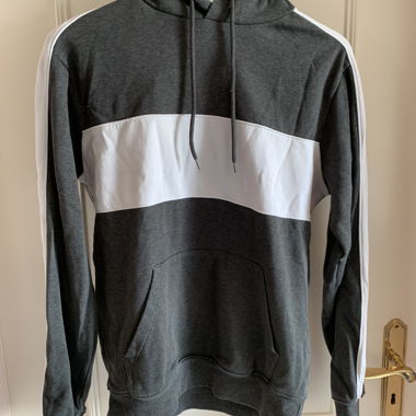 Felpa con cappuccio grigio/bianco
