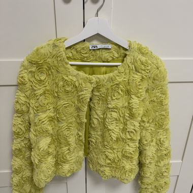ZARA Veste à fleurs – vert citron, taille S