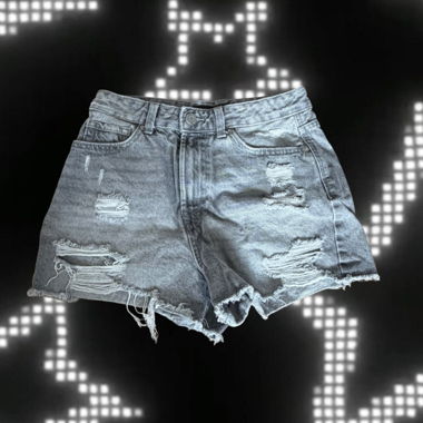 Short en denim gris distressed XS