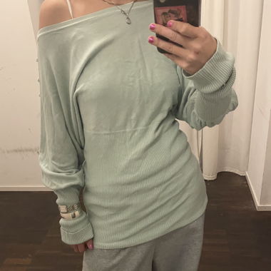 Mint Green Off-Shoulder Sweater/Dress